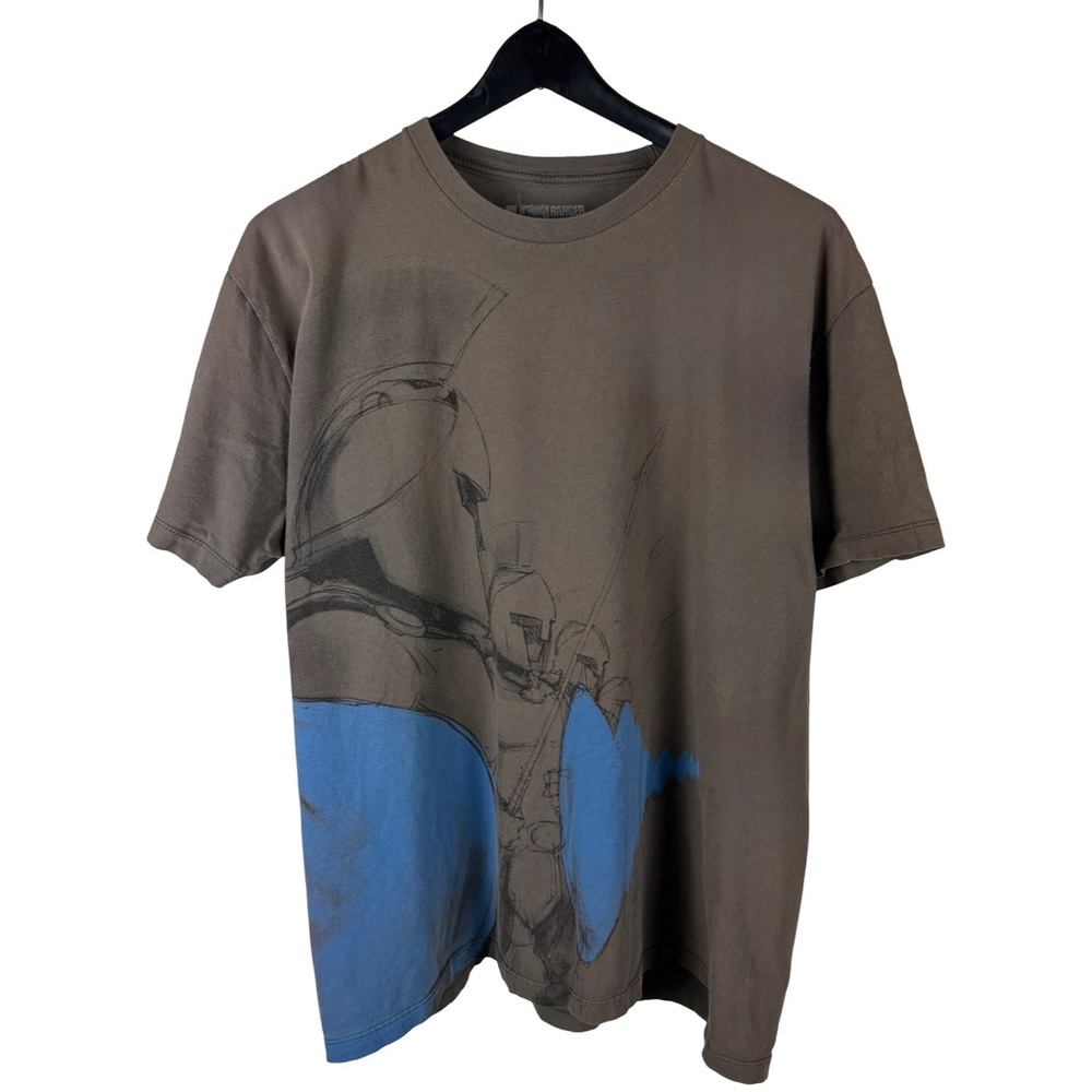 Mens Y2K Ranger Up Hold The Line Warrior Grunge Style Grey Shirt Size XL